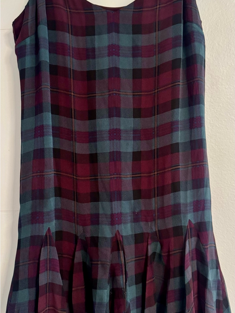 Ralph Lauren Teal and Burgundy Plaid A-Line Skirt